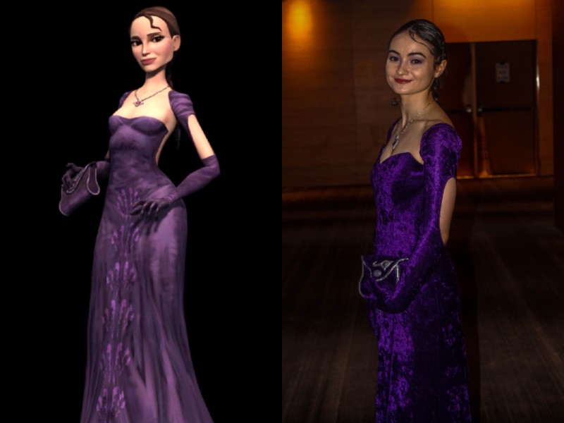 Padmé wears this Purple evening gown in Star Wars The Clone Wars, Season 2 Episode 4, Senate Spy.